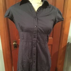 Navy blue button down shirt dress